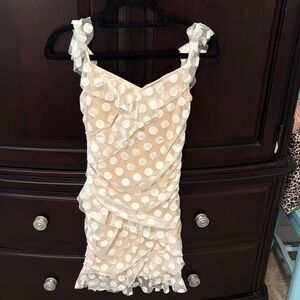 La Leche League International Cream Polka Dot Mini Dress